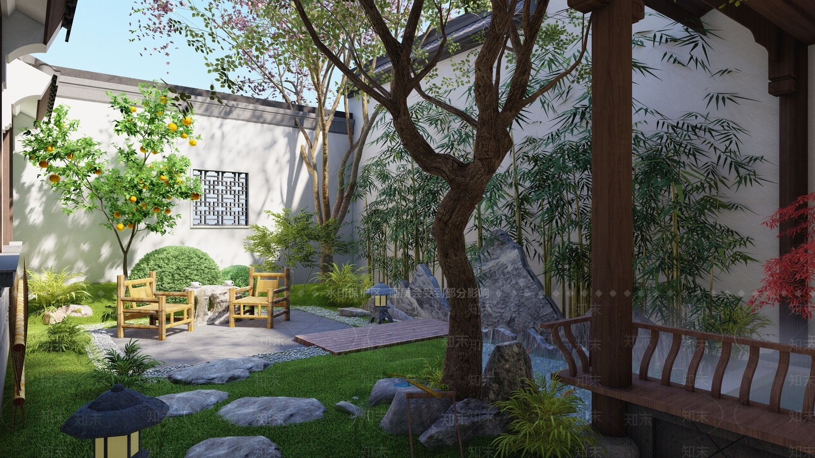 中式合院建筑SU模型下载【ID:1138333825】