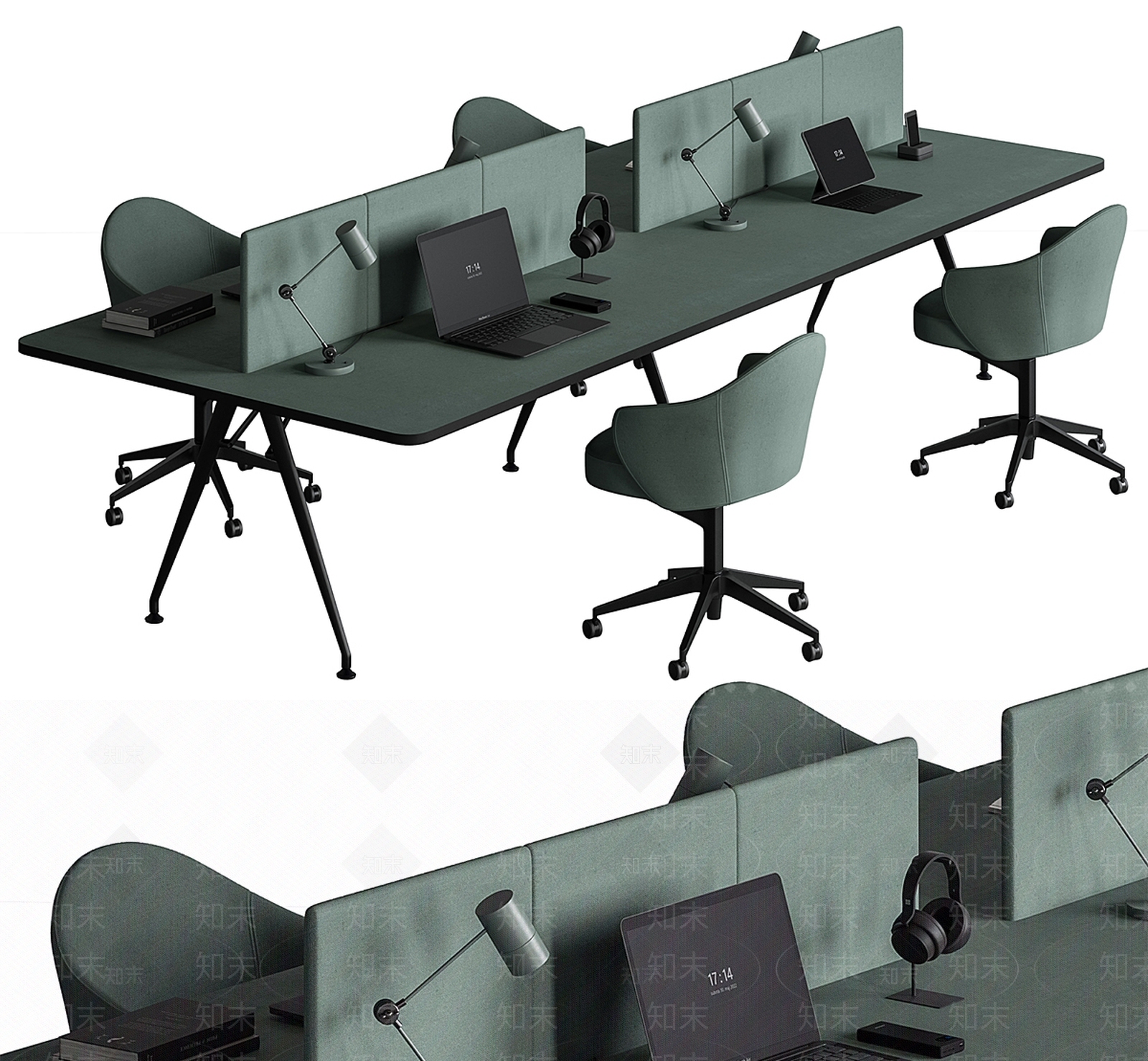 现代办公桌椅组合3D模型下载【ID:1138335173】