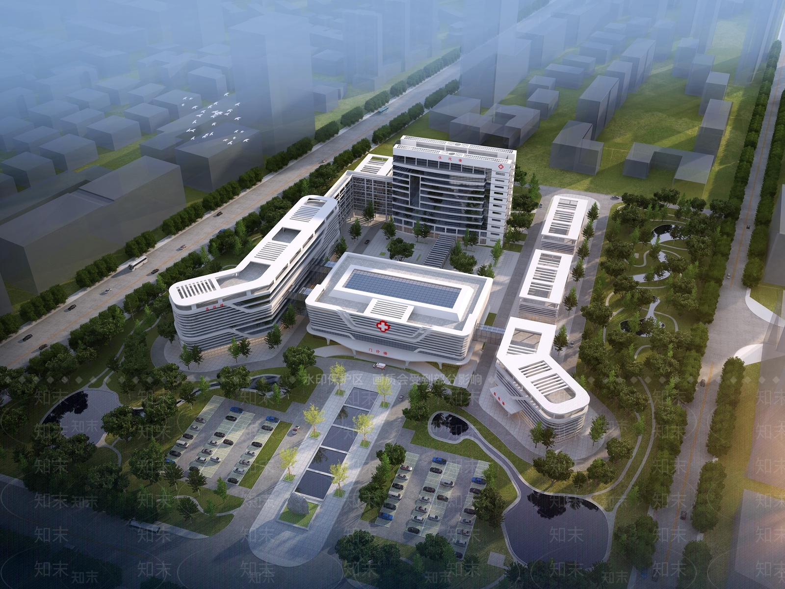 现代医院建筑3D模型下载【ID:1138336865】