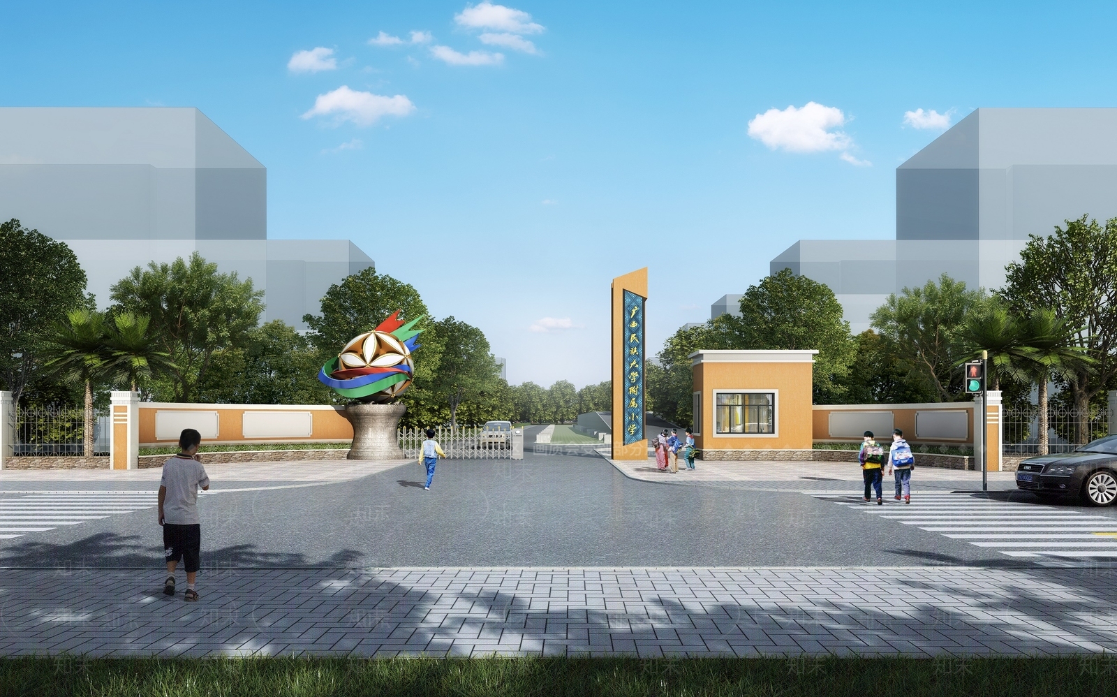 现代大学入口大门3D模型下载【ID:1138336001】