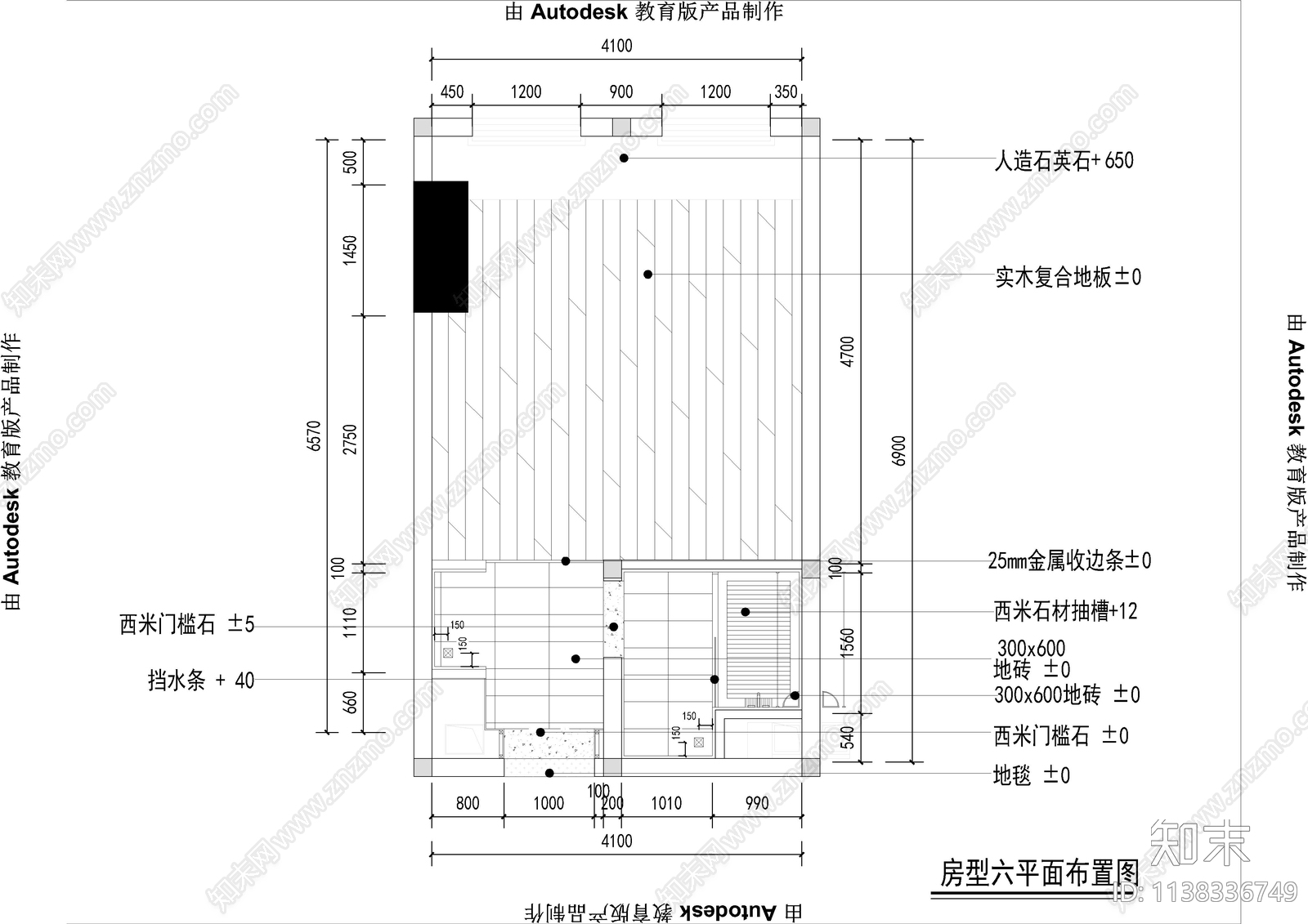 快捷酒店客房单人房施工图下载【ID:1138336749】