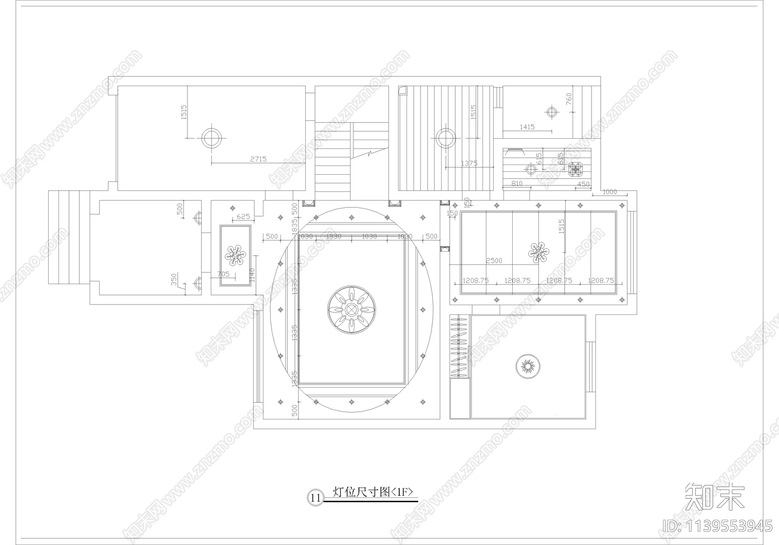 新中式三层别墅cad施工图下载【ID:1139553945】