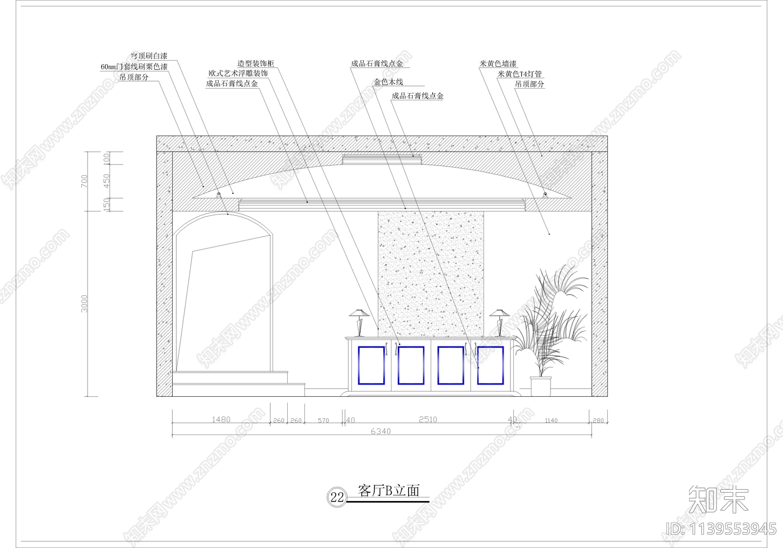 新中式三层别墅cad施工图下载【ID:1139553945】