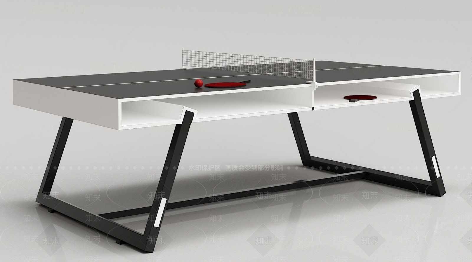 创意室内乒乓球桌SU模型下载【ID:1138345405】