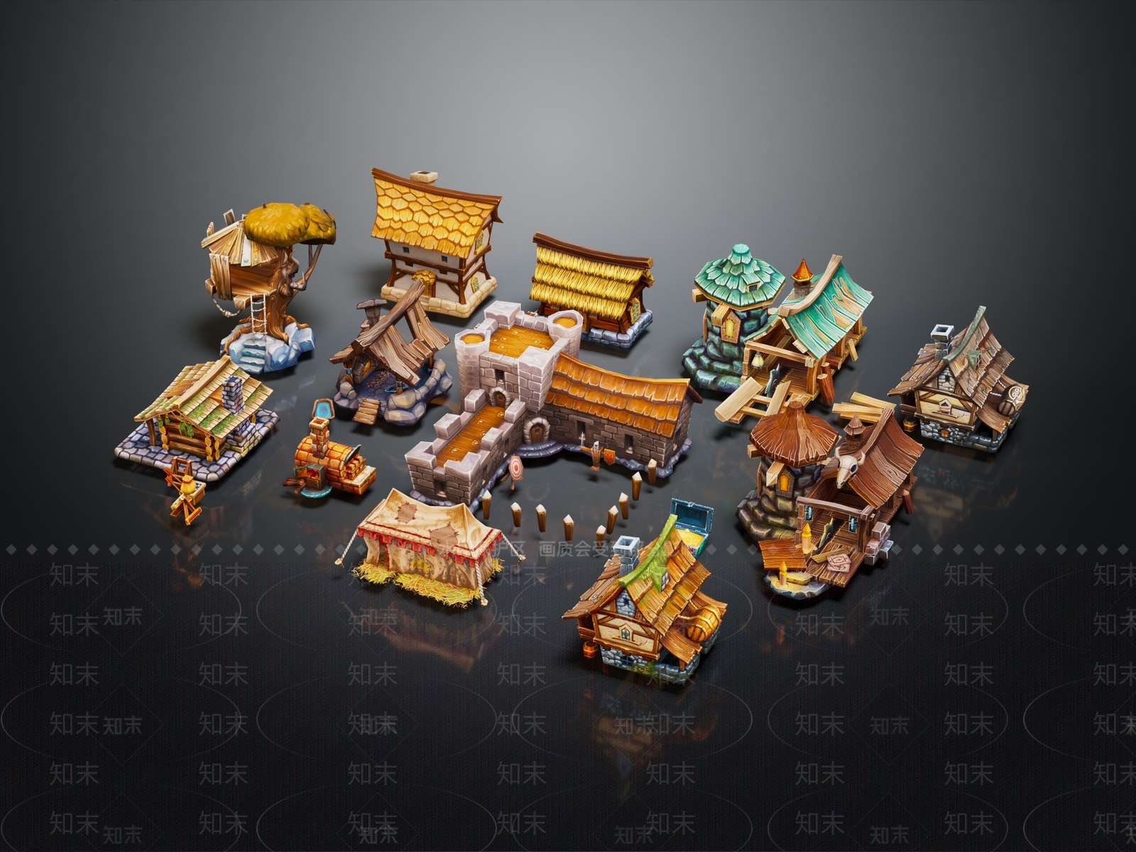 现代卡通建筑合集3D模型下载【ID:1138346333】