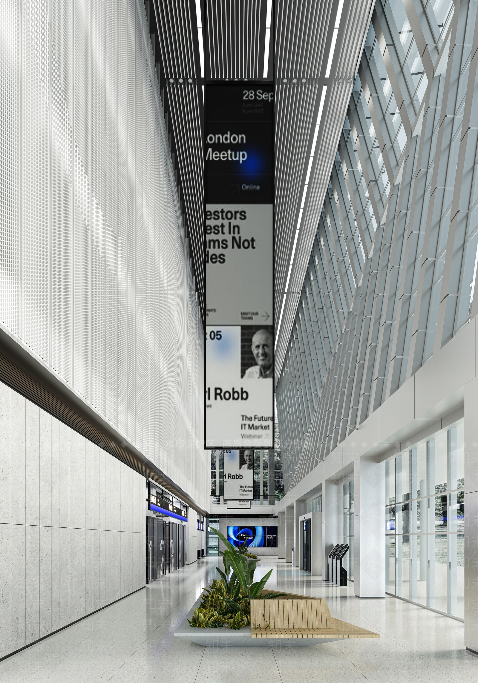 现代机场出发大厅3D模型下载【ID:1138349873】