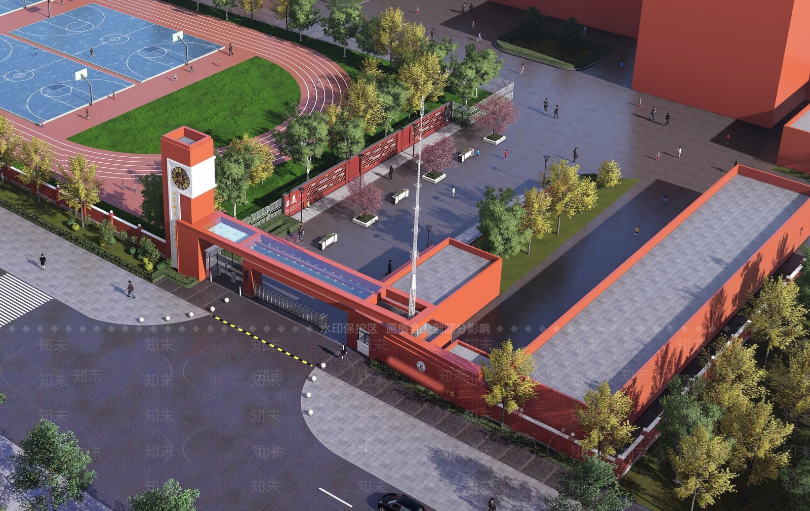 现代学校大门入口SU模型下载【ID:1138350460】