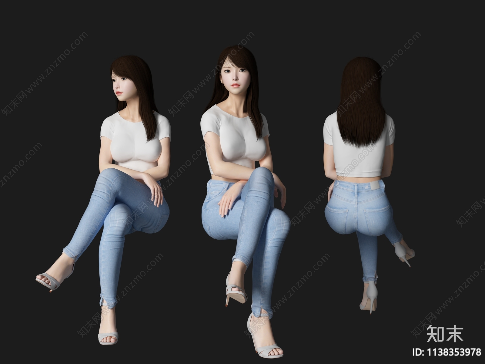 坐姿女人3D模型下载【ID:1138353978】