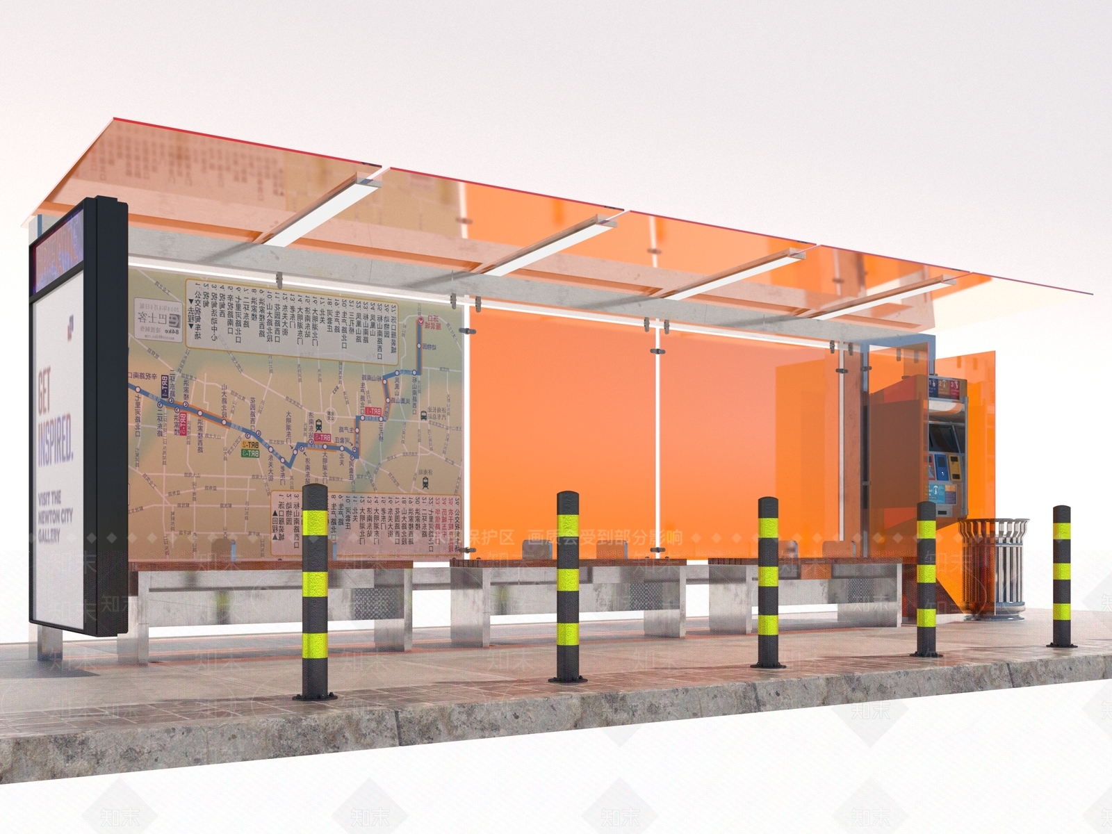 现代巴士站3D模型下载【ID:1138362297】