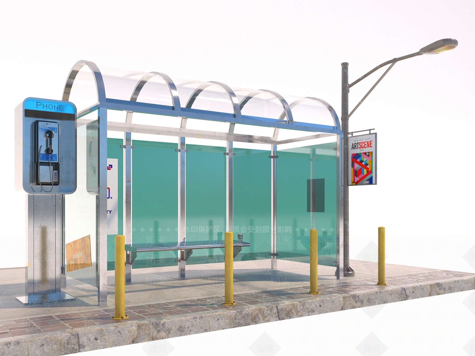 现代风格巴士站3D模型下载【ID:1138362345】