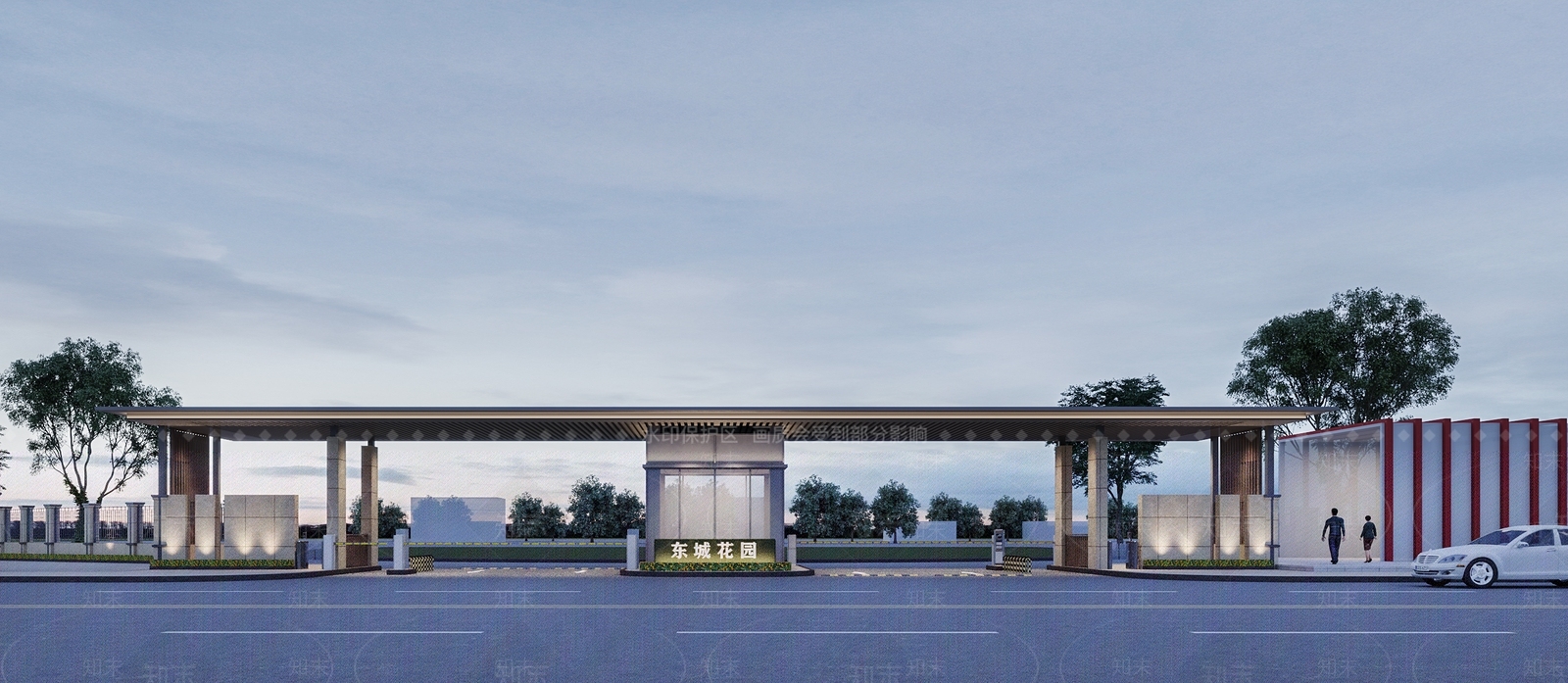现代小区入口大门3D模型下载【ID:1138364367】