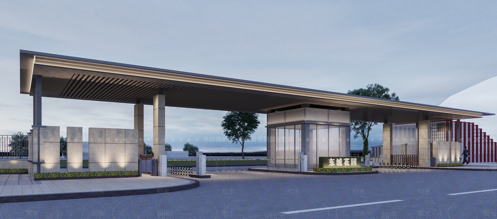 现代小区入口大门3D模型下载【ID:1138364367】