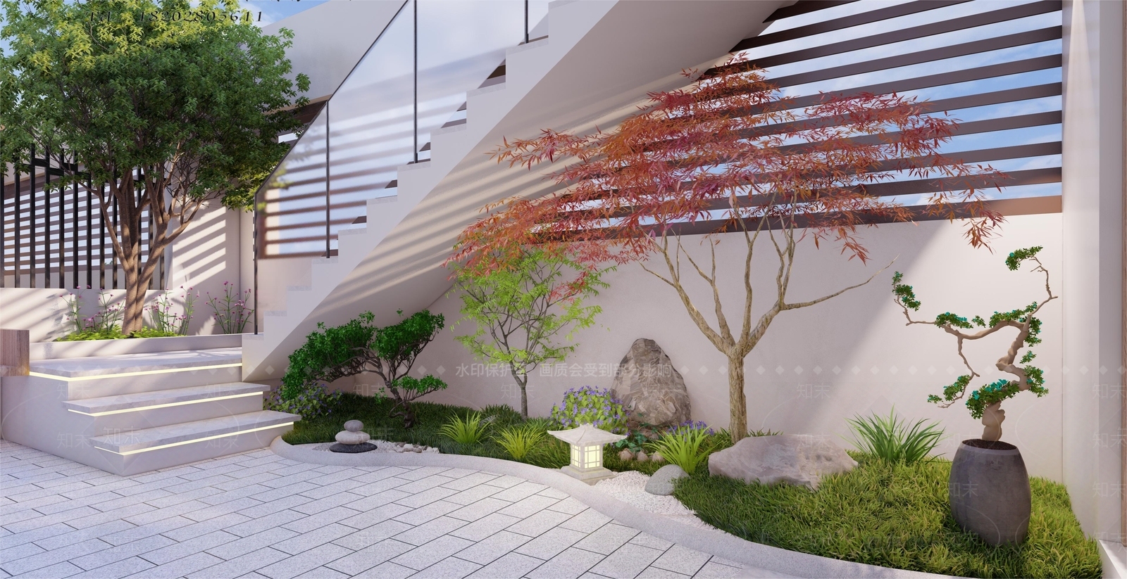 现代屋顶花园SU模型下载【ID:1138374344】