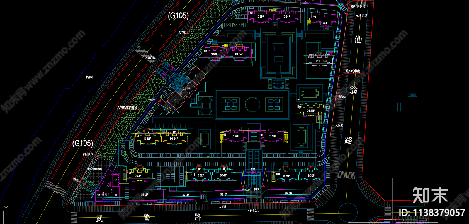 校园景观总平面图施工图下载【ID:1138379057】