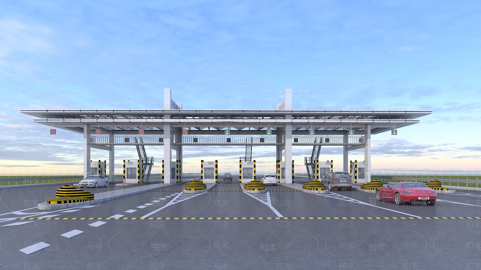 现代高速路收费站3D模型下载【ID:1138378917】