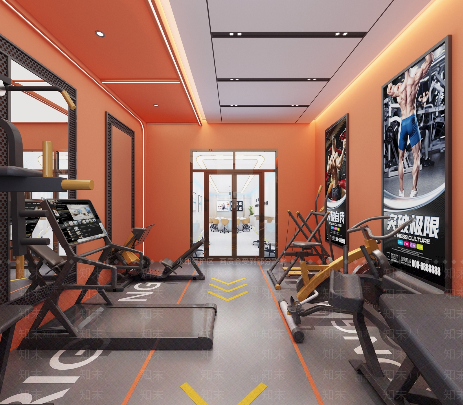现代健身房3D模型下载【ID:1138379610】