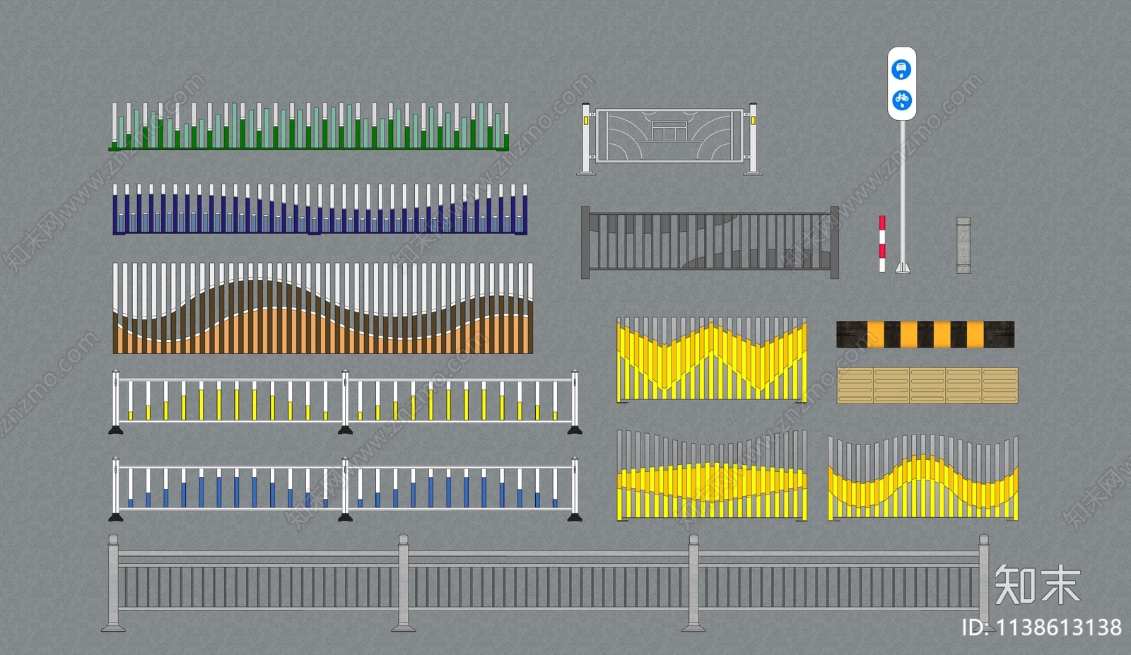 现代道路护栏SU模型下载【ID:1138613138】