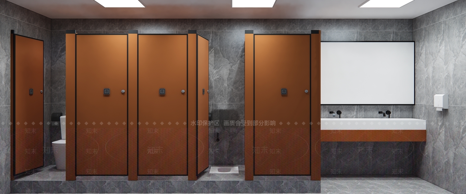 现代公共卫生间SU模型下载【ID:1138390249】