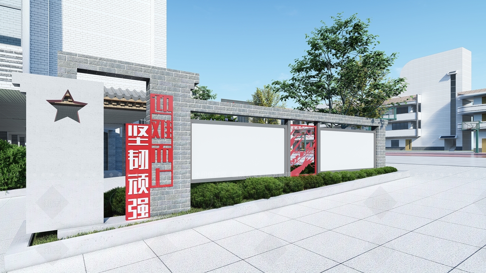 现代红色文化宣传栏SU模型下载【ID:1138392378】