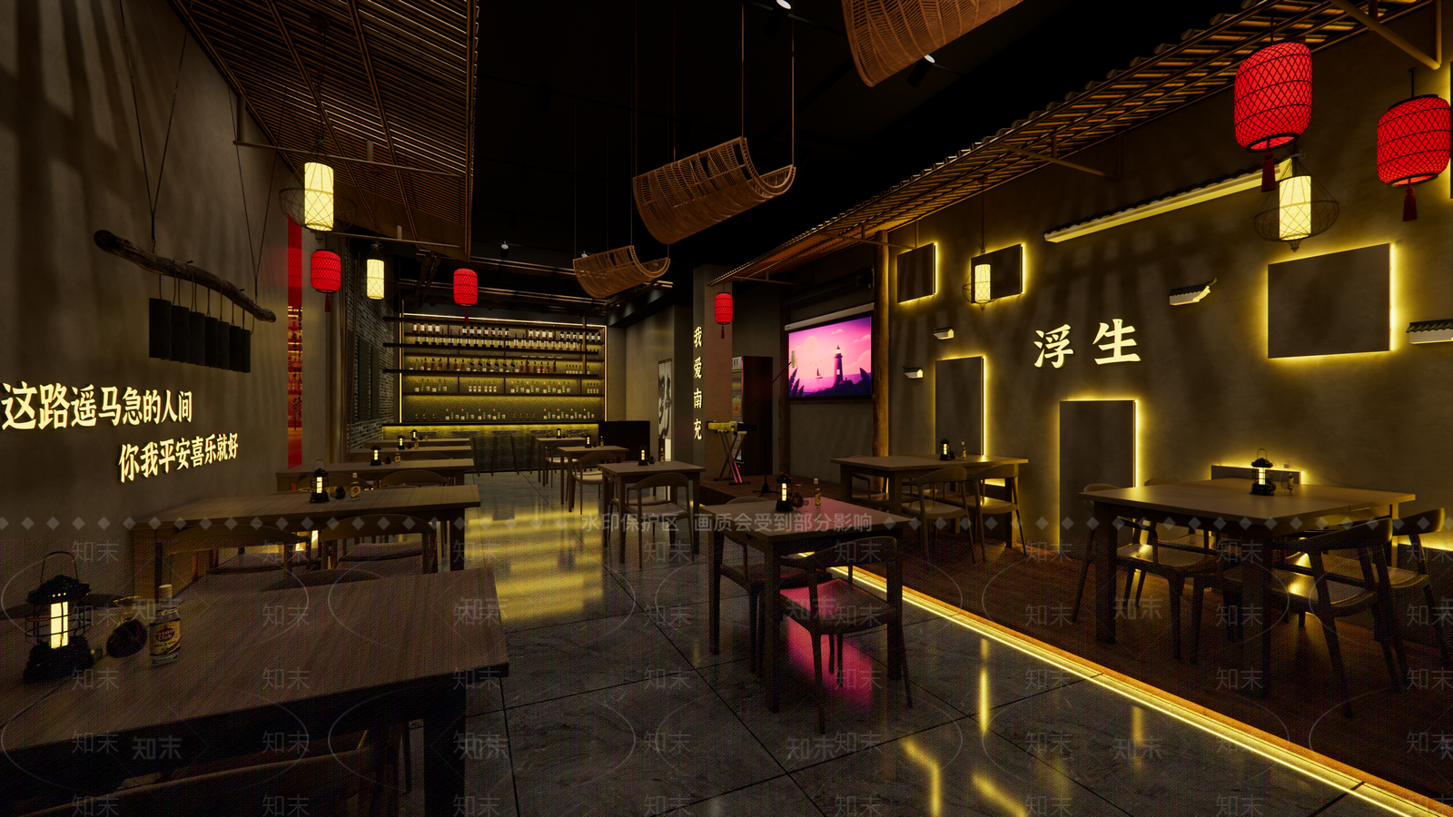 新中式氛围感酒吧SU模型下载【ID:1138803667】