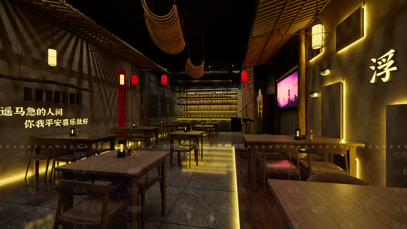新中式氛围感酒吧SU模型下载【ID:1138803667】