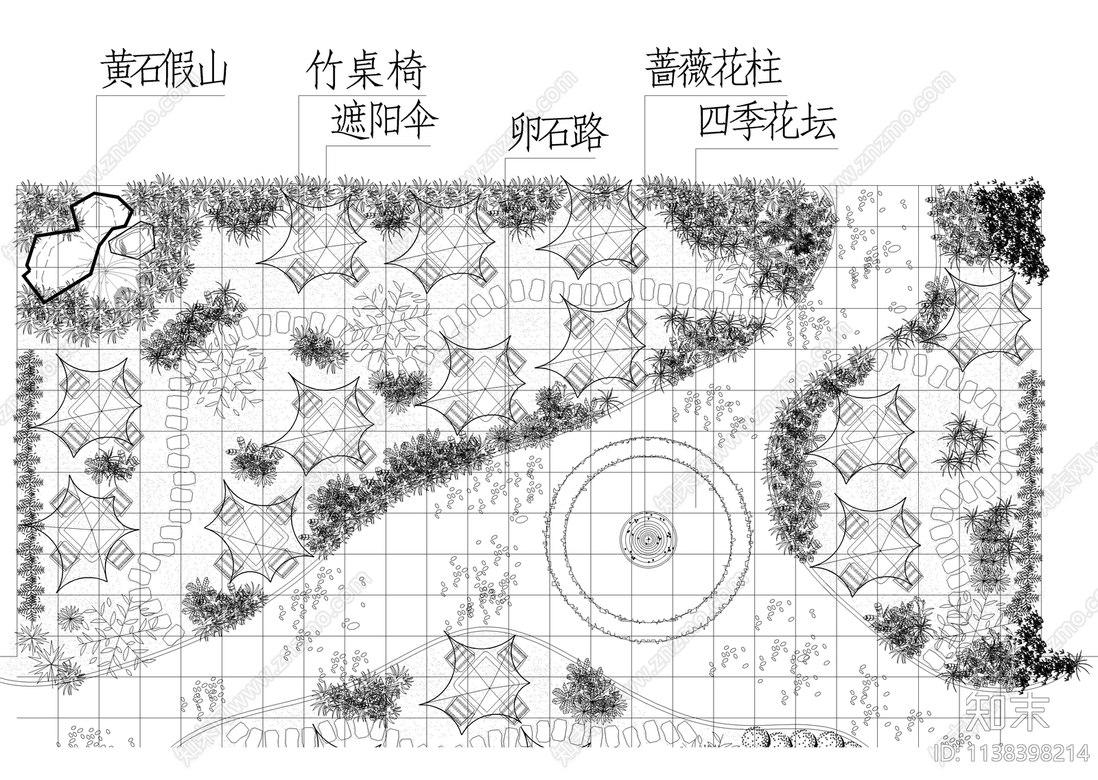 某宾馆屋顶花园绿化平面图施工图下载【ID:1138398214】