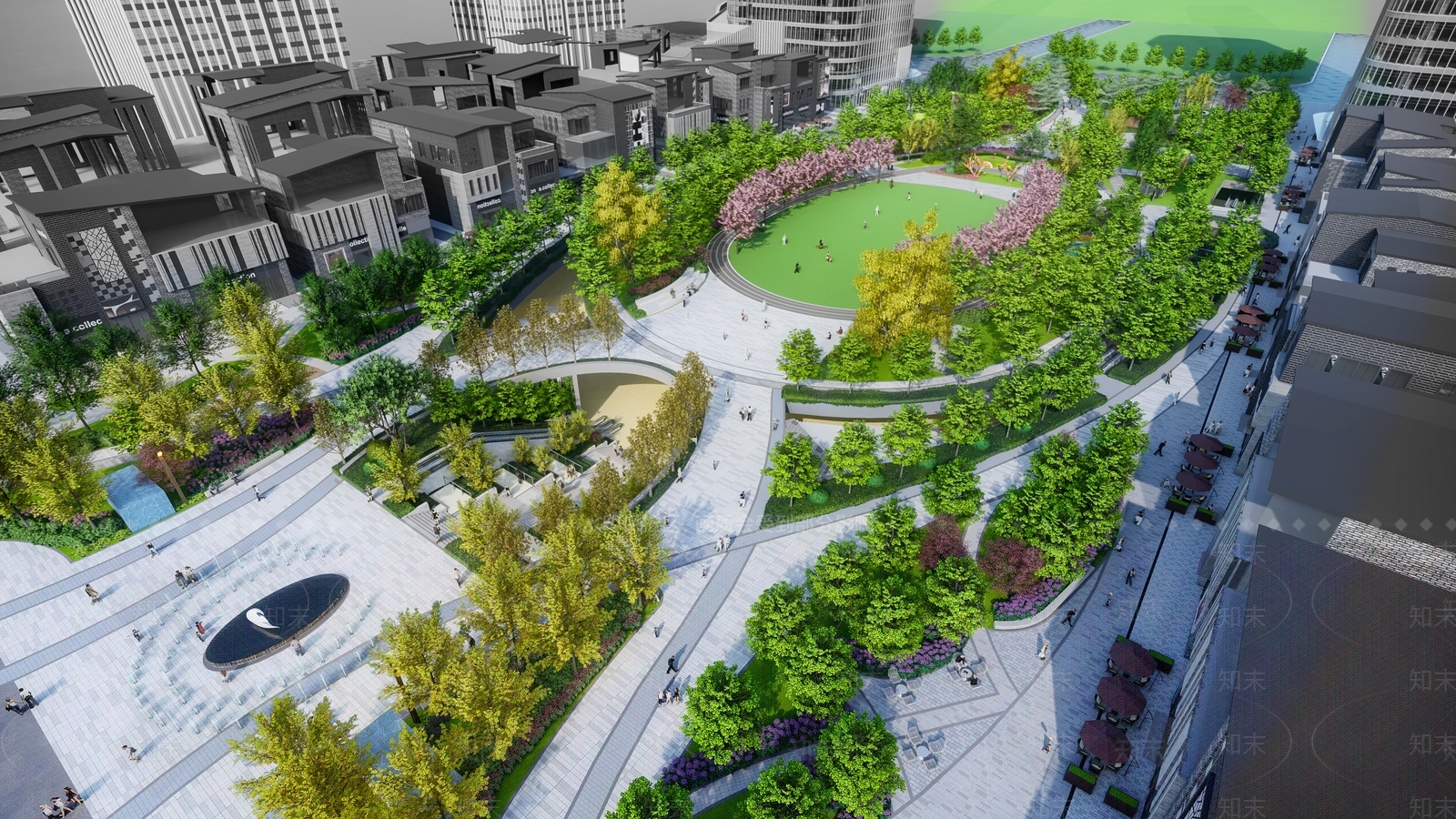 现代城市公园景观SU模型下载【ID:1138398266】