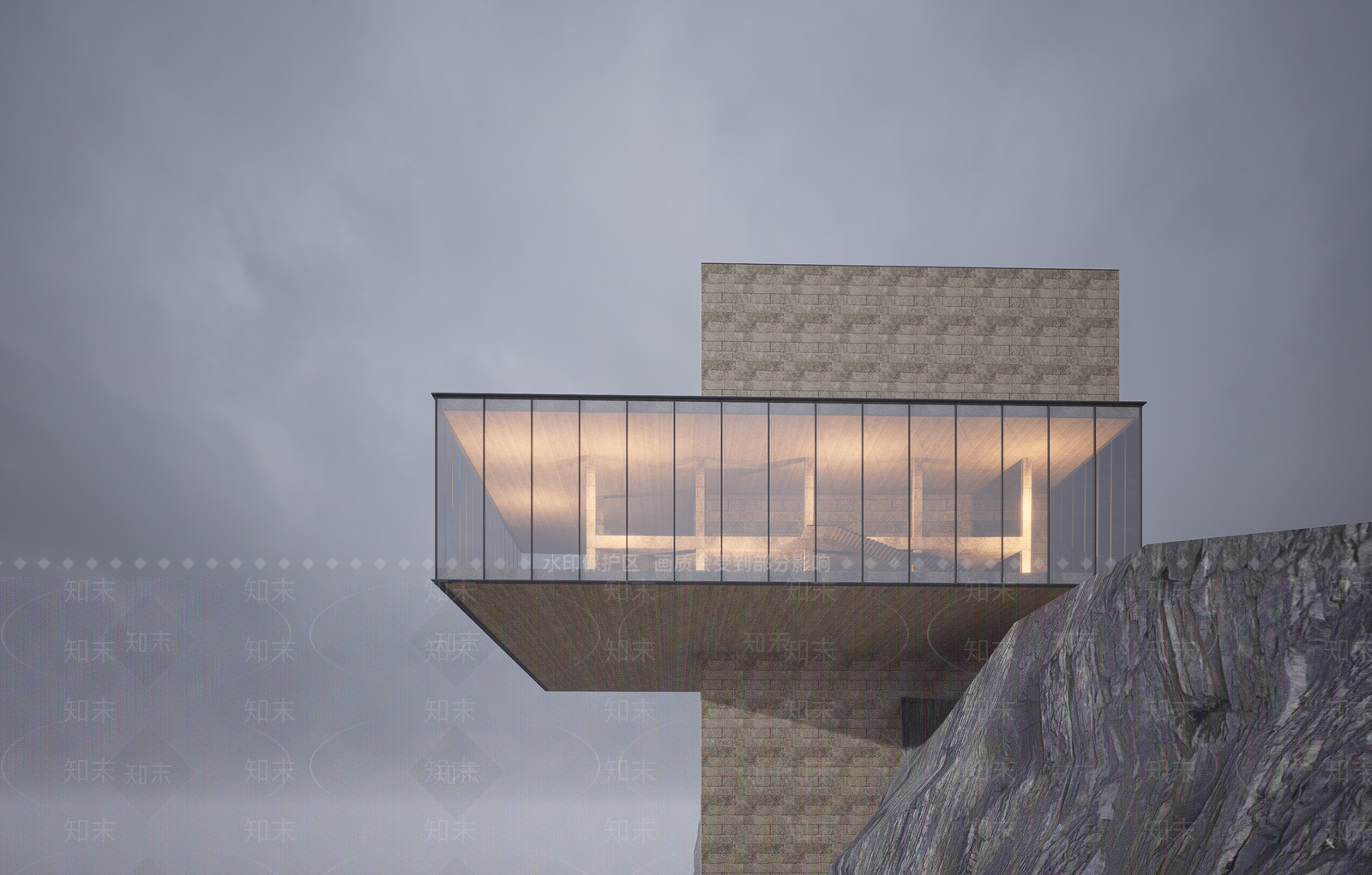 现代山地展览馆建筑SU模型下载【ID:1138634925】