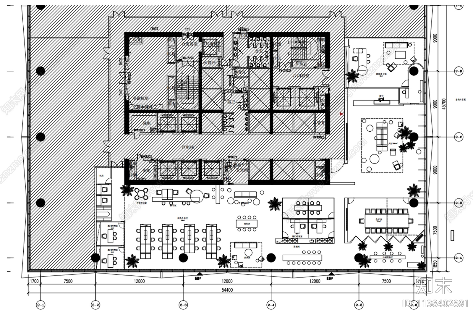 悦彩城办公室效果图cad施工图下载【ID:1138402891】