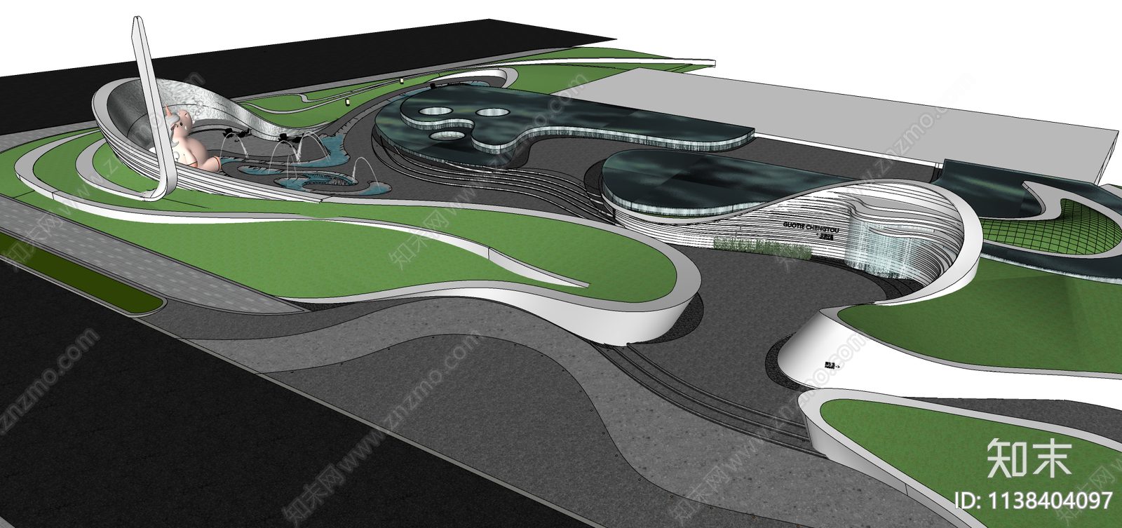 现代示范区景观SU模型下载【ID:1138404097】