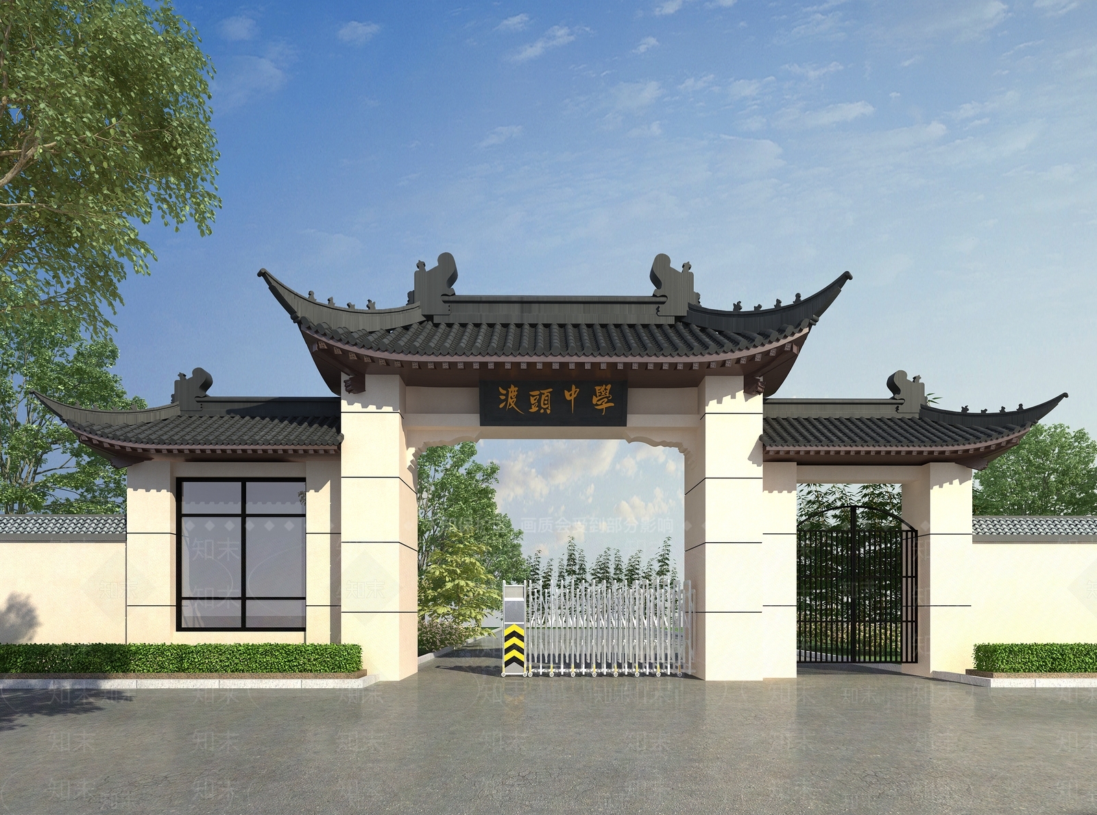 中式入口大门3D模型下载【ID:1138408762】