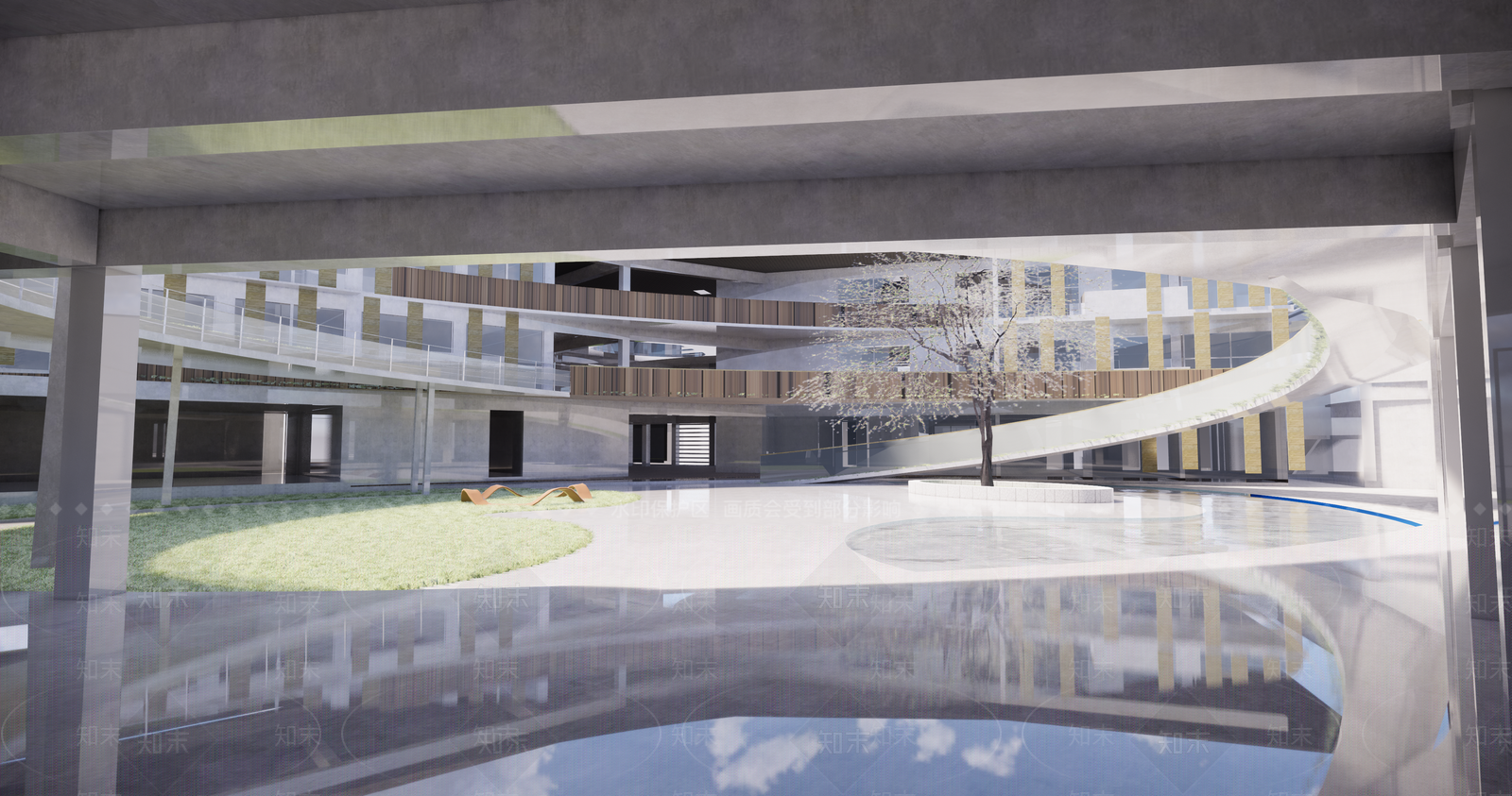现代展览馆建筑SU模型下载【ID:1138417037】