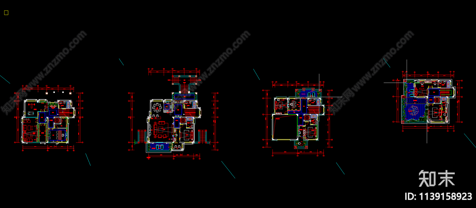 别墅平面布置图cad施工图下载【ID:1139158923】