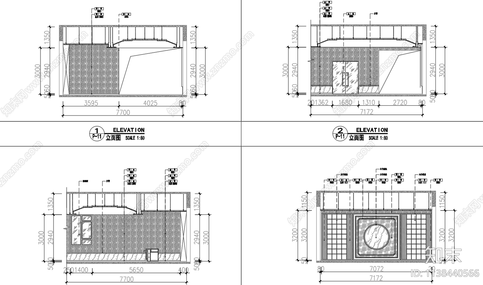 茶楼装修效果图cad施工图下载【ID:1138440566】