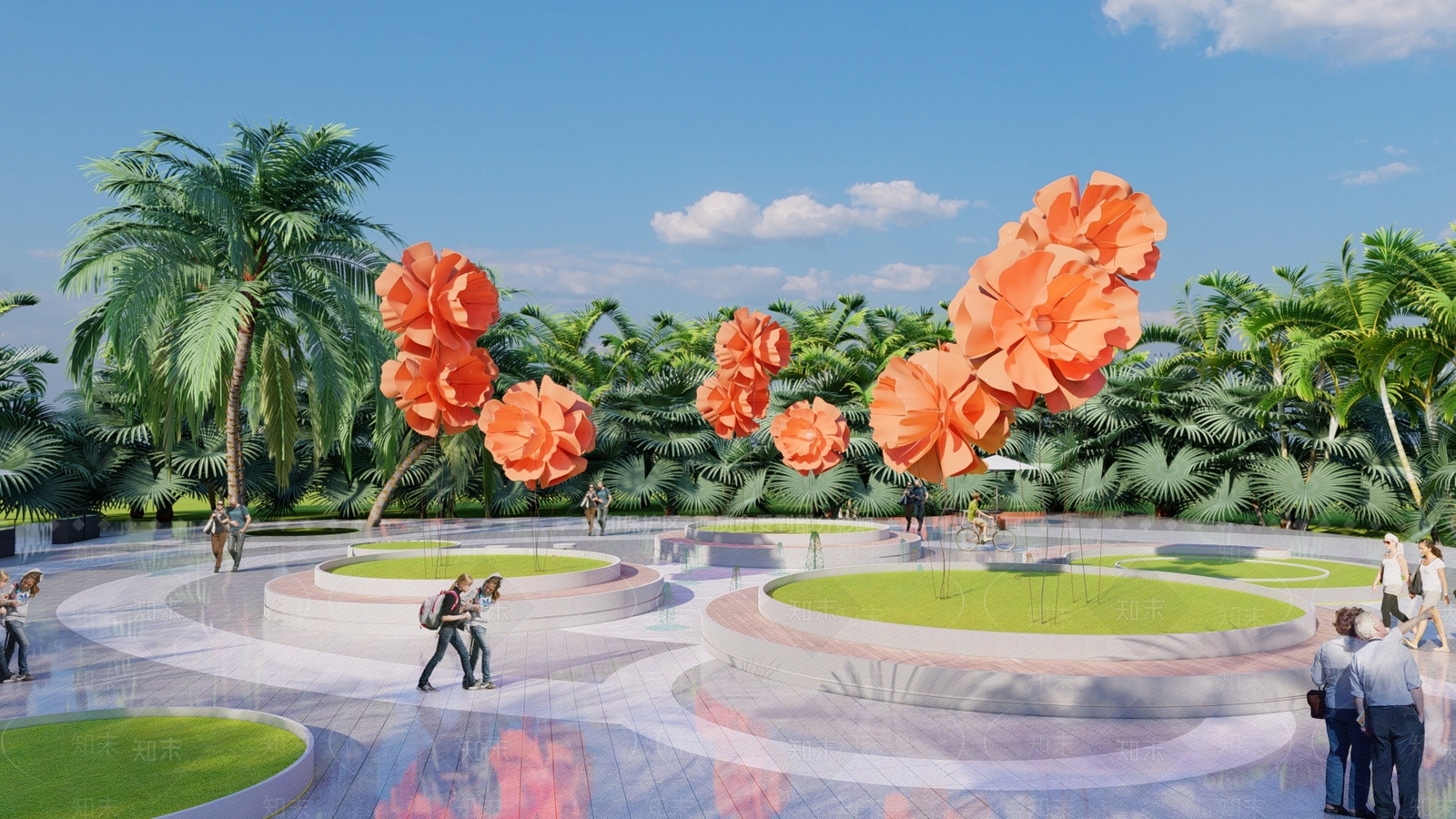 现代花瓣雕塑小品SU模型下载【ID:1138421623】