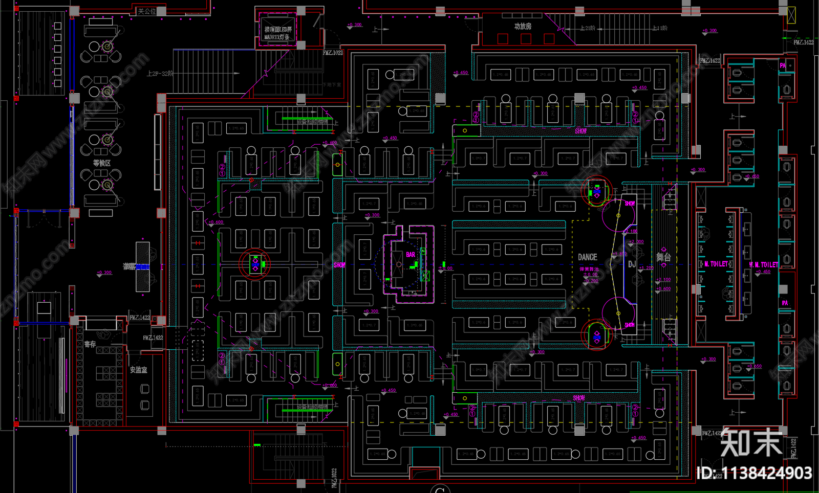 长沙12兽酒吧平面布置图施工图下载【ID:1138424903】