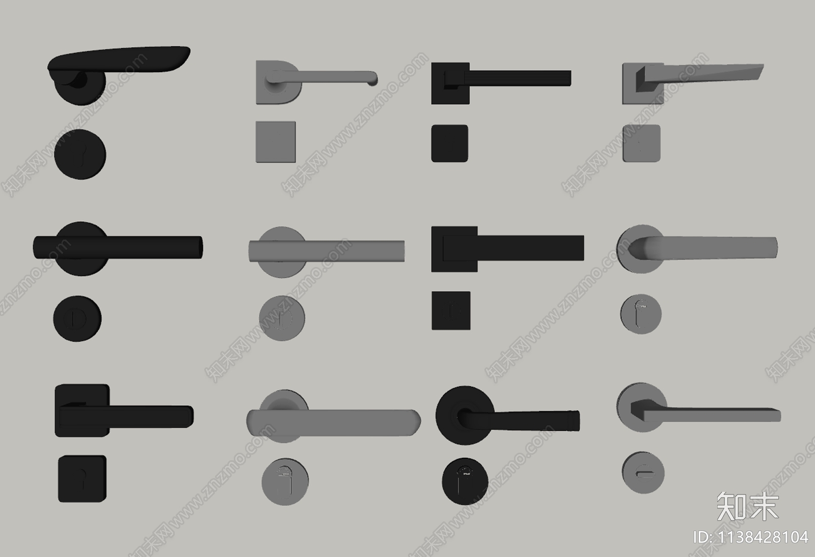 现代门把手SU模型下载【ID:1138428104】