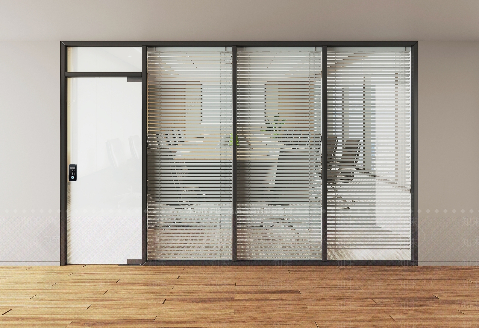 现代办公室玻璃门3D模型下载【ID:1138428955】