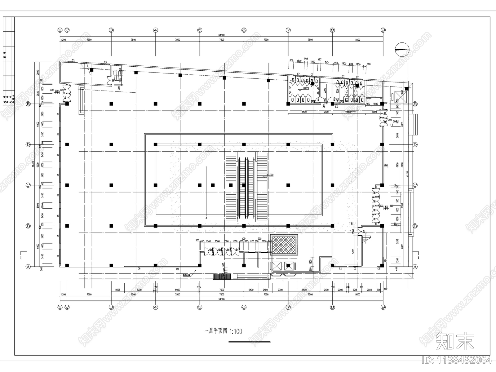 商场建筑cad施工图下载【ID:1138432064】