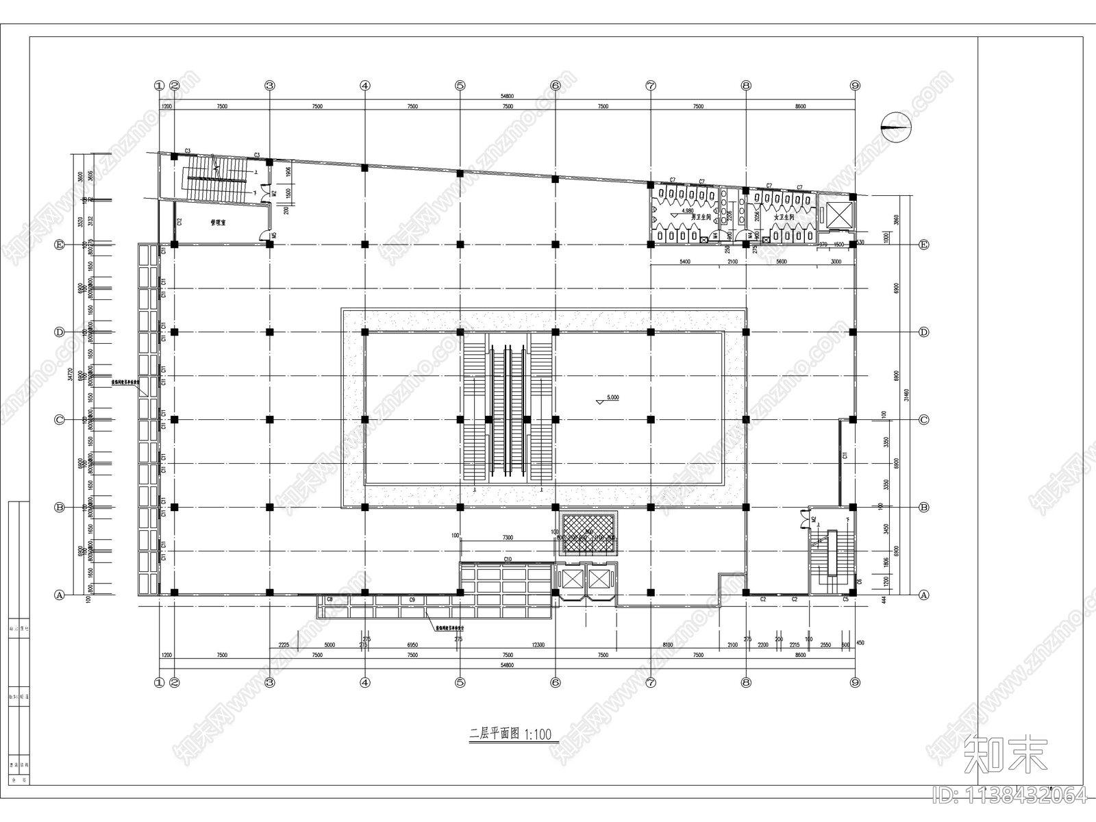 商场建筑cad施工图下载【ID:1138432064】