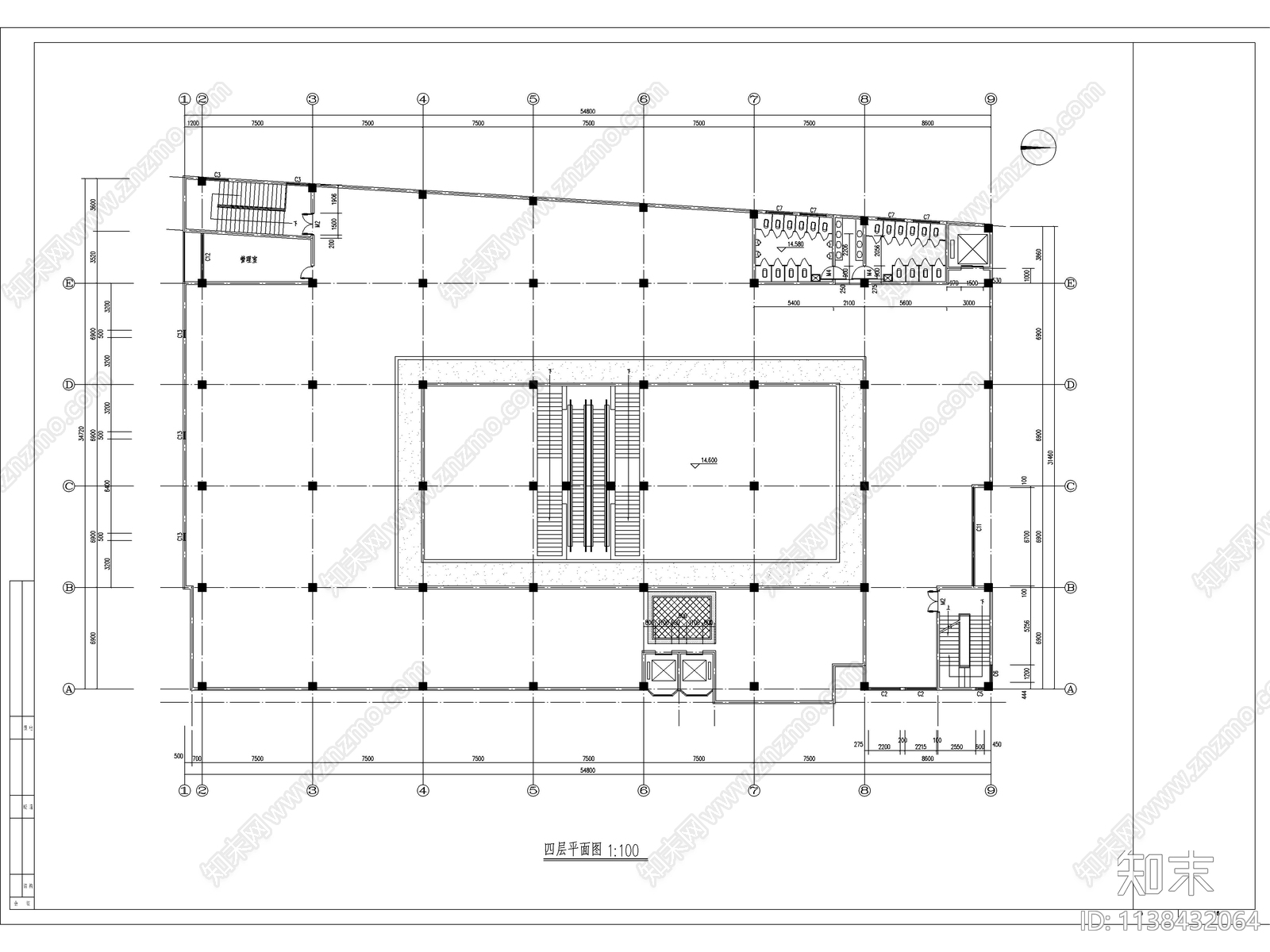 商场建筑cad施工图下载【ID:1138432064】