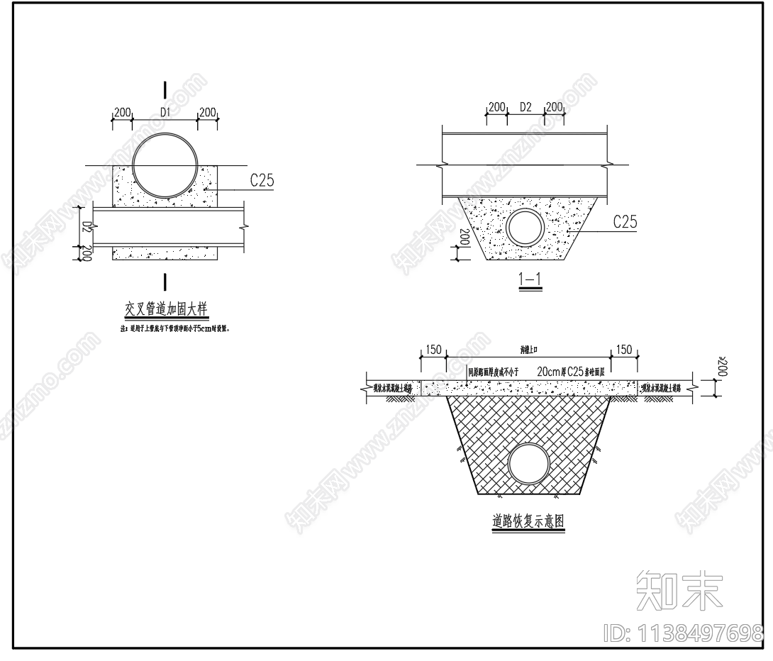 管道开挖回填大样施工图下载【ID:1138497698】