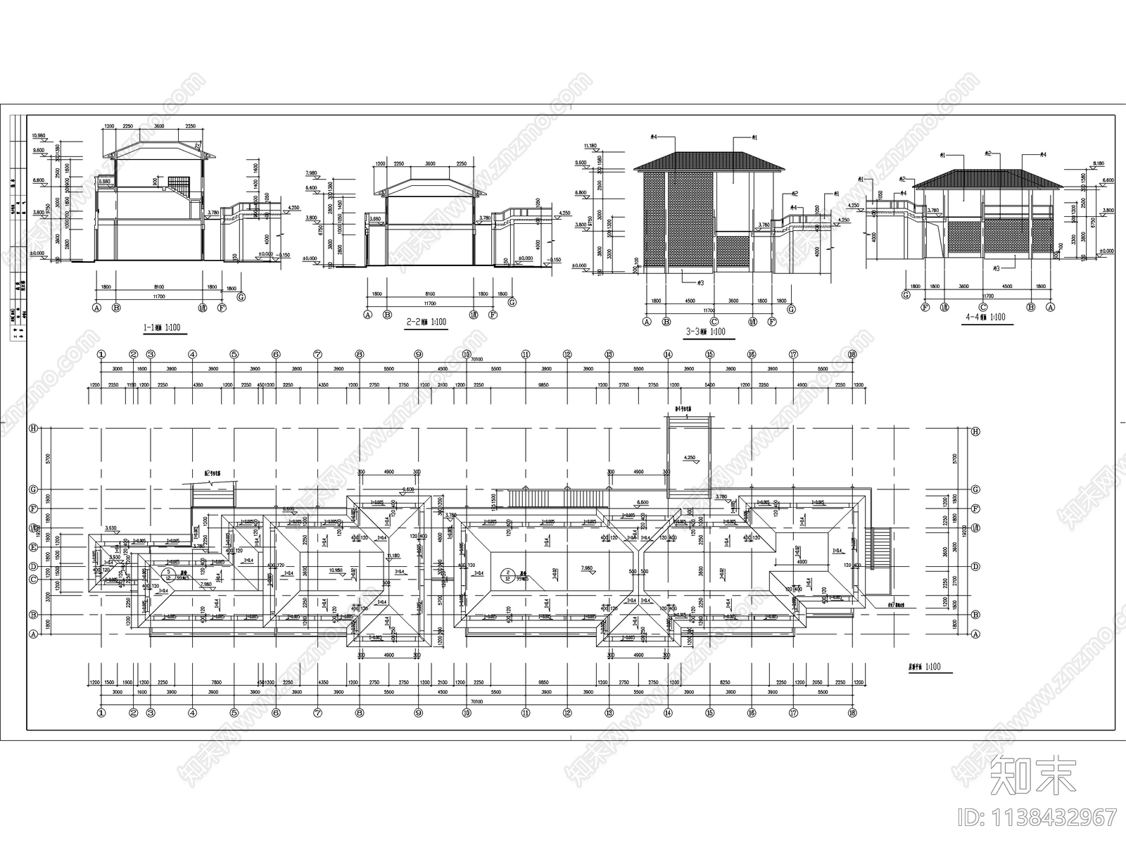 商业街建筑cad施工图下载【ID:1138432967】