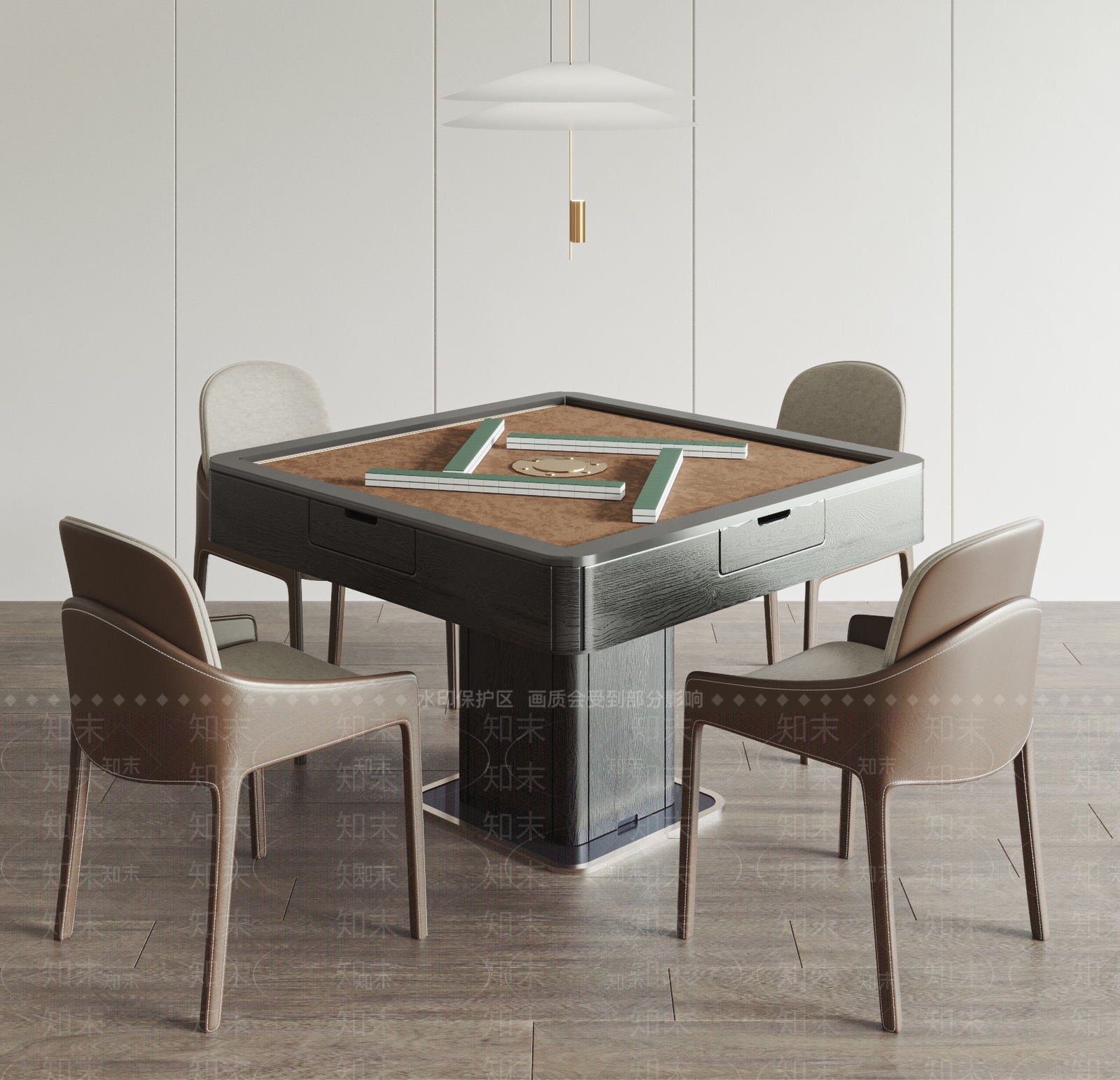 现代麻将桌椅组合3D模型下载【ID:1138437132】