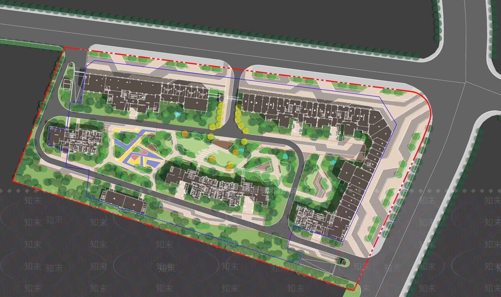 现代小区景观SU模型下载【ID:1138535465】