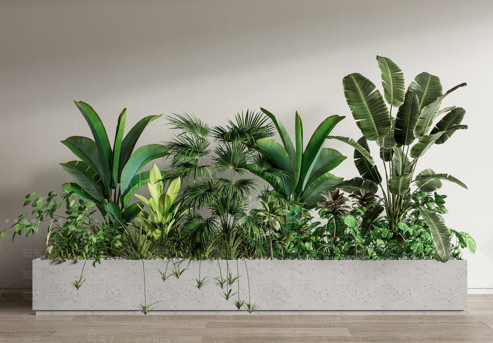 现代绿植花箱3D模型下载【ID:1138460262】