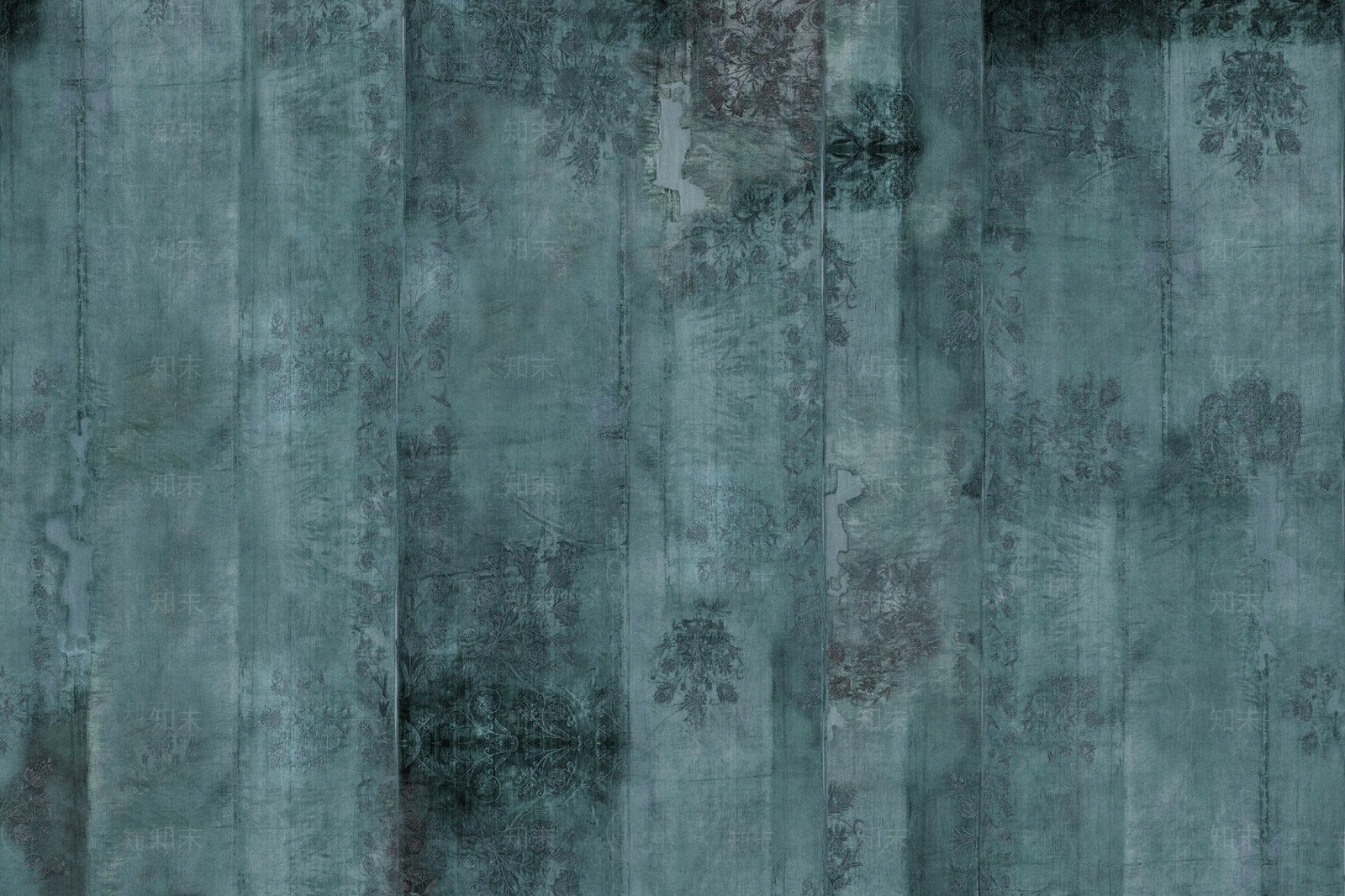蓝绿色做旧欧式墙布贴图下载【ID:1138465556】