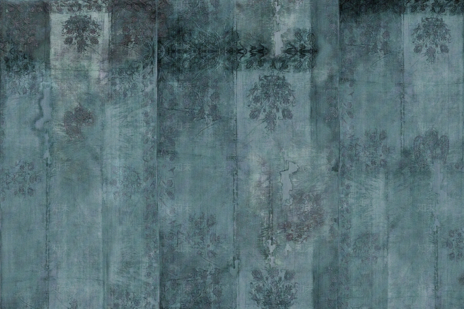 蓝绿色做旧欧式墙布贴图下载【ID:1138465660】