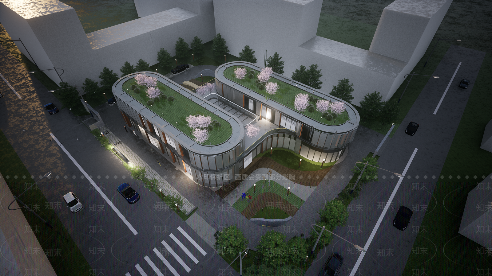 现代风格小型展览馆建筑SU模型下载【ID:1138467487】