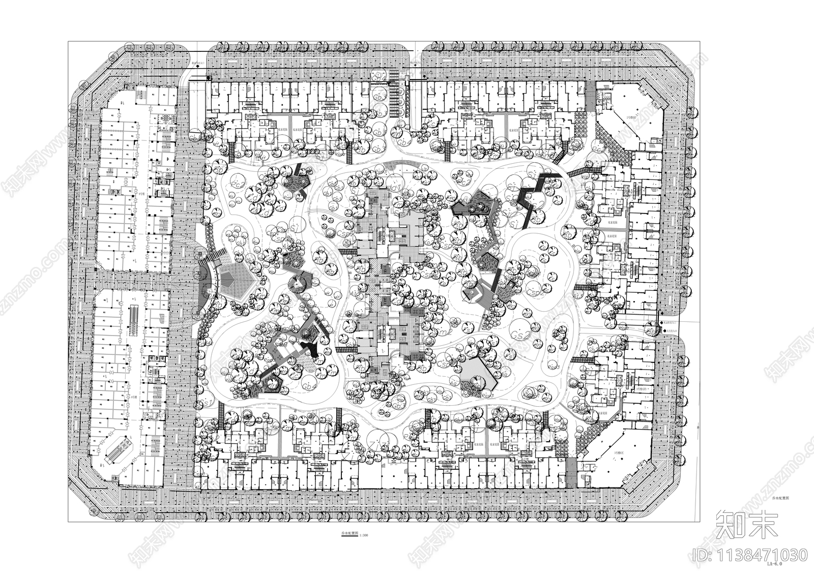 龙湖地产大区景观种植平面图cad施工图下载【ID:1138471030】